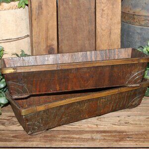 Pair of VTG French Country Farmhouse Wood Planter Decor Boxes